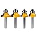 HandsEase 4Pcs 1/4-Inch Shank Round-Over Edging Router Bit Set Woodworking Milling Cutter Tools Corner Rounding Edge-forming Bit