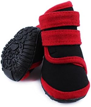 Small Medium Large Dog Shoes Spring Autumn Winter Big Pet Boots Outdoor Warm Non-Slip Shoes For dogs (Red, L)