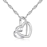 Clearance Deals Classic Women Double Heart Crystal Rhinestone Silver Chain Pendant Necklace Jewelry Romantic Gift by ZYooh (Silver 3)