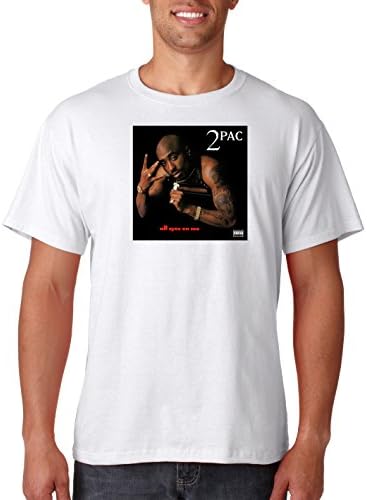 Tupac 2Pac All Eyez On Me T Shirt Hip Hop Tee Rap Shakur T-Shirt Death Row White (Large)