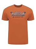 Harley-Davidson Screamin' Eagle Men's T-Shirt, Eagle Pipes, Orange HARLMT0222