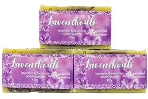 Lavender and Patchouli Hand Soaps - Natural Handmade Body Bars - Great Gift Idea! 100g 3 Pack