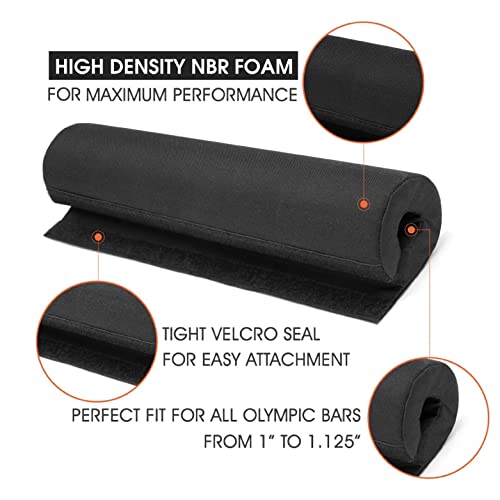 Yes4All Barbell Foam Nylon Pad Squat Pad For Lunges, Squats And Hip Thrust Pad - Weight Lifting Bar Cushion Pad For Neck And Shoulders While Training - Fit Standard And Olympic Bars