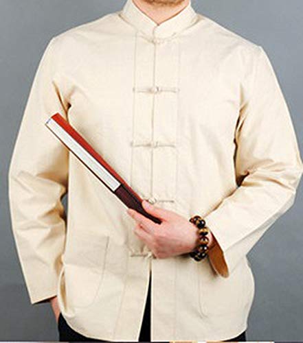 Tang Suit Kung Fu Tai Chi Top Costumes Martial Arts Shirts,Beige,S