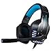 Trobing Gaming Headset for PS4 Xobx One Controller PC PSVR, Noise Cancelling Mic Over Ear Headphones LED Light Stereo Surround Sound, Lightweight Comfort for Laptop Mac Games - Blue