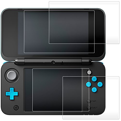 Screen Protector for Nintendo 2DS XL, AFUNTA 2 Pack (4 Pcs) Tempered Glass for Top and Bottom Screen, 2DS Protective Films Accessory