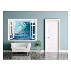 Wall26 Removable Wall Sticker/Wall Mural - A Big Wave Break Spray in The Pacific Ocean | Creative Window View Home Decor/Wall Decor - 24" x 32"