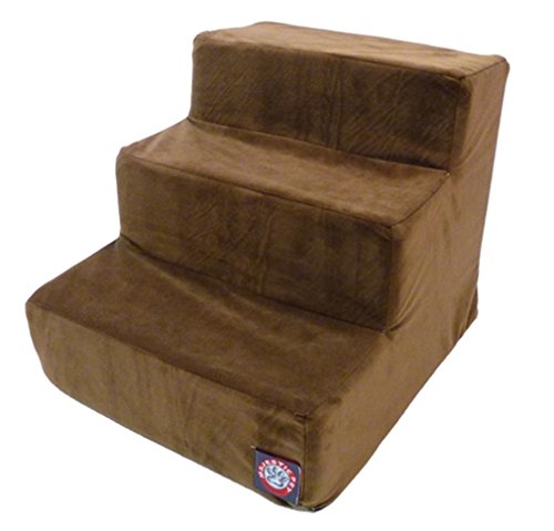 Majestic Pet 3 Step Suede Portable Dog Stairs for Small Dogs to get on Bed Supp…
