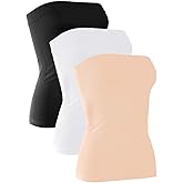 H HIAMIGOS 3 Pack Women's Strapless Cotton Long Tube Top Sleeveless Stretchy Cute Bandeau Tops Non Padded