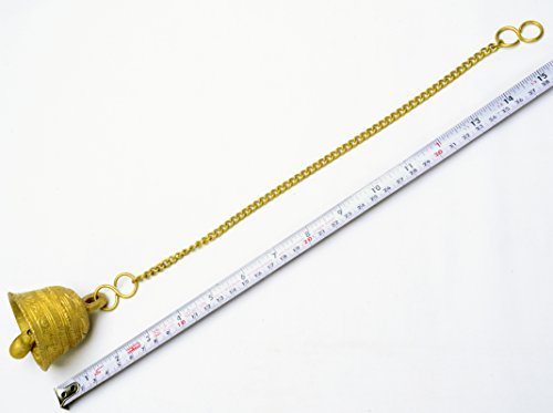 Brass Engraved Decorative Bell With Hanging Chain India Vintage Style