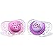 Chicco Flair Orthodontic BPA-Free Pacifier with Reusable Sterilizing Case, 2-Pack, Pink/Purple, 6-12m