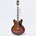 2019 NEW GROTE 335 style Jazz Electric Guitar Flame Maple top Semi-Hollow Body Gold Hardware (brown)