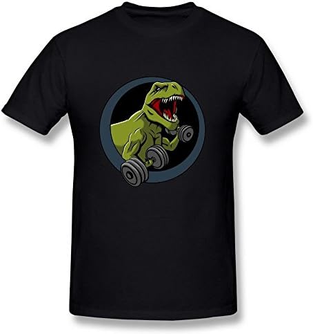 Swarz Men's Trex Dinosaur Small Arms Fitness Weightlifting Black Tshirt