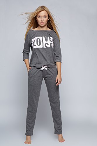 SENSIS-modischer-Baumwoll-Pyjama-Made-in-EU-Schlafanzug-Hausanzug-aus-lssigem-Shirt-und-gemtlicher-Hose