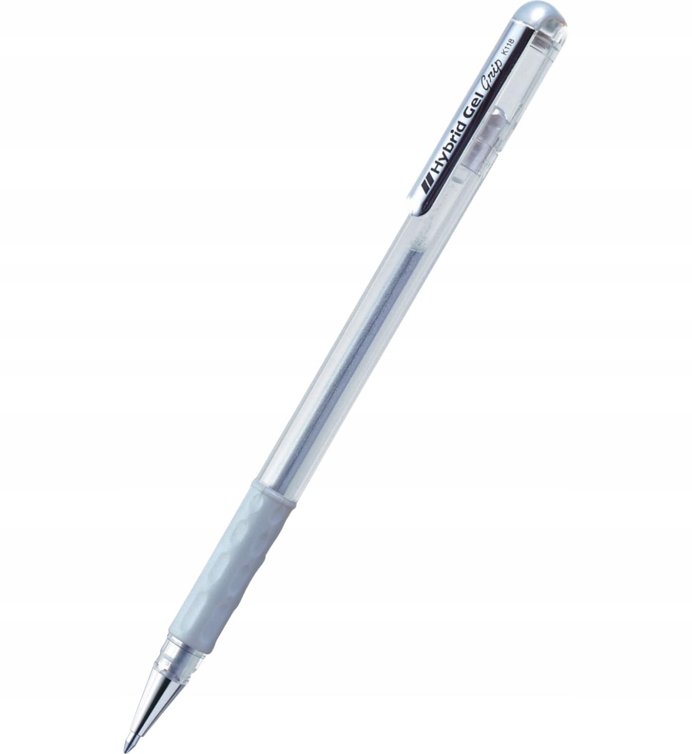Pentel 0.8mm Tip Hybrid Gel Metallic Ink Pen with Comfortable Finger Grip - Silver, K118-Z