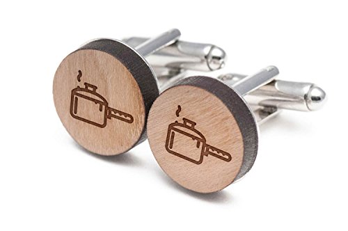 image for Wooden Accessories Company Saucepan Cufflinks, Wood Cufflinks Hand Mad