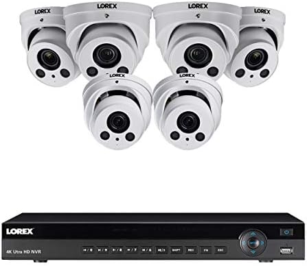 Lorex 8Mp 4K Ultra Hd Ip Nr900X Series 2 Hdd Slot Nvr System With 4K Lne8964Ab Audio Ip Dome Cameras Package 6 Cameras w/ 8 Ch NVR White