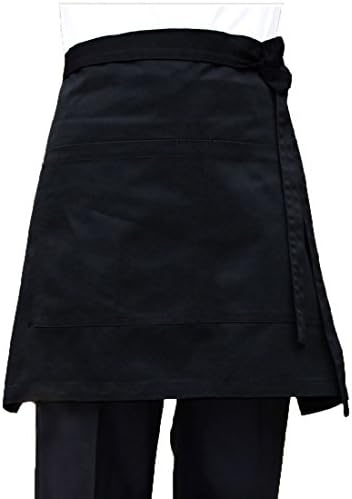 Men Women Short Waist Bistro Apron Holding Server Book Pen Card Money Kitchen