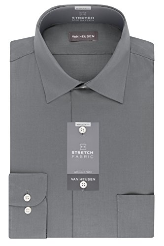 Van HeusenMen's Dress Shirts Regular Fit Lux Sateen Stretch Solid