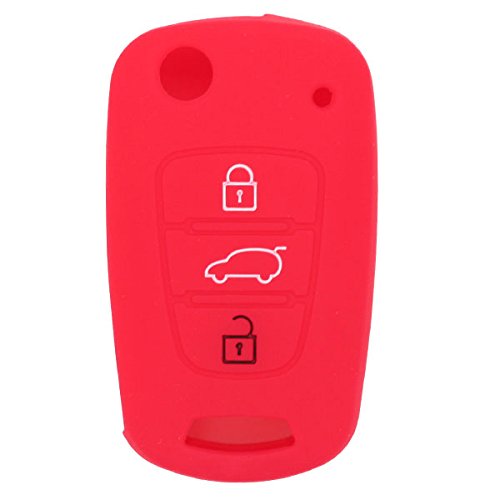 BROVACS Silicone Cover Protector Case Holder Skin Jacket Compatible with HYUNDAI KIA 3 Button Flip Remote Key Fob CV9100 Red