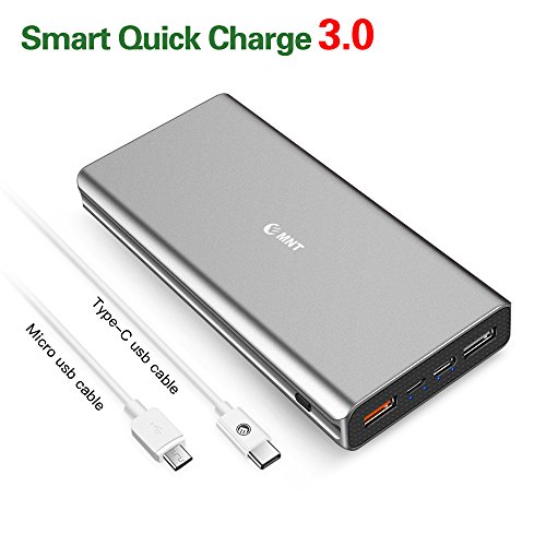 EMNT Portable Charger, Ultra Capacity 22000mAh Portable Power Bank,Dual USB External Battery Pack with Type C Output&Input and QC3.0 Output for iPhone X/8/8 Plus/7/7plus,Samsung galaxys9 s8 s7 Grey