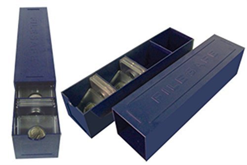 File-Safe Sliding Blue Plastic 2x2 Coin Storage Box