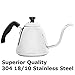 Steel Pour Over Gooseneck Kettle: Small Stainless Coffee and Tea Eco Friendly Stovetop Kitchen Kettles for Loose Leaf Teas or Coffees - Silver Metal No Rust Pot for Travel or Camping with Lid