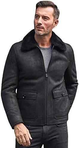 メンズ ムートンコート ショートファージャケット ナチュラルシープスキンコート メンズ ウィンターコート ラペルカジュアルコート