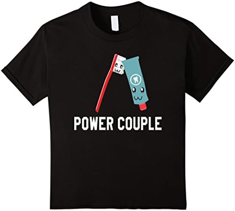 Kids Toothbrush Toothpaste Power Couple Funny Dentist T-Shirt 4 Black
