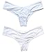 CFR Sexy Women's Bikini Bottom V Cheeky Ruched T-Back Ladies Swimsuit White,XL UPS Post