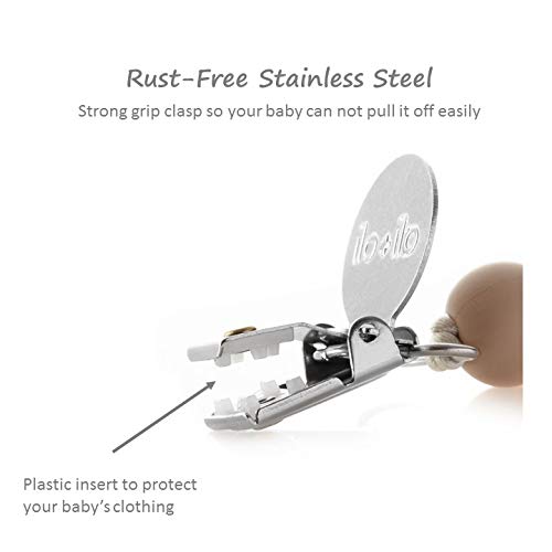 Modern Pacifier Clip for Baby - 100% BPA Free Silicone Beads (Natural) Binky Holder for Newborn - Infant Baby Shower Gift - Universal fit MAM - Philips Avent - Thumbnail 2