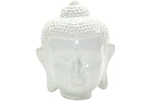 AREOhome HomArt Shiny White Small Buddha Head, 5.50-inch Height, Ceramic