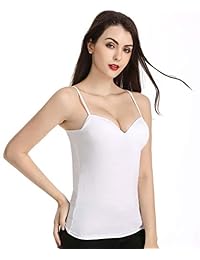 Camisola de tirantes para mujer con sujetador integrado y correa ajustable para espaguetis