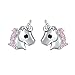 925 Sterling Silver Unicorn Gift Cute Cz Unicorn Stud Earrings Jewelry for Women Daughter Gift (Pink)