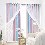 UNISTAR Blackout Stars Kids Curtains for Girls