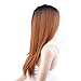 Netgo Blonde Ombre Wig Dark Roots Long Straight Black To Brown Synthetic Full Wigs For Women