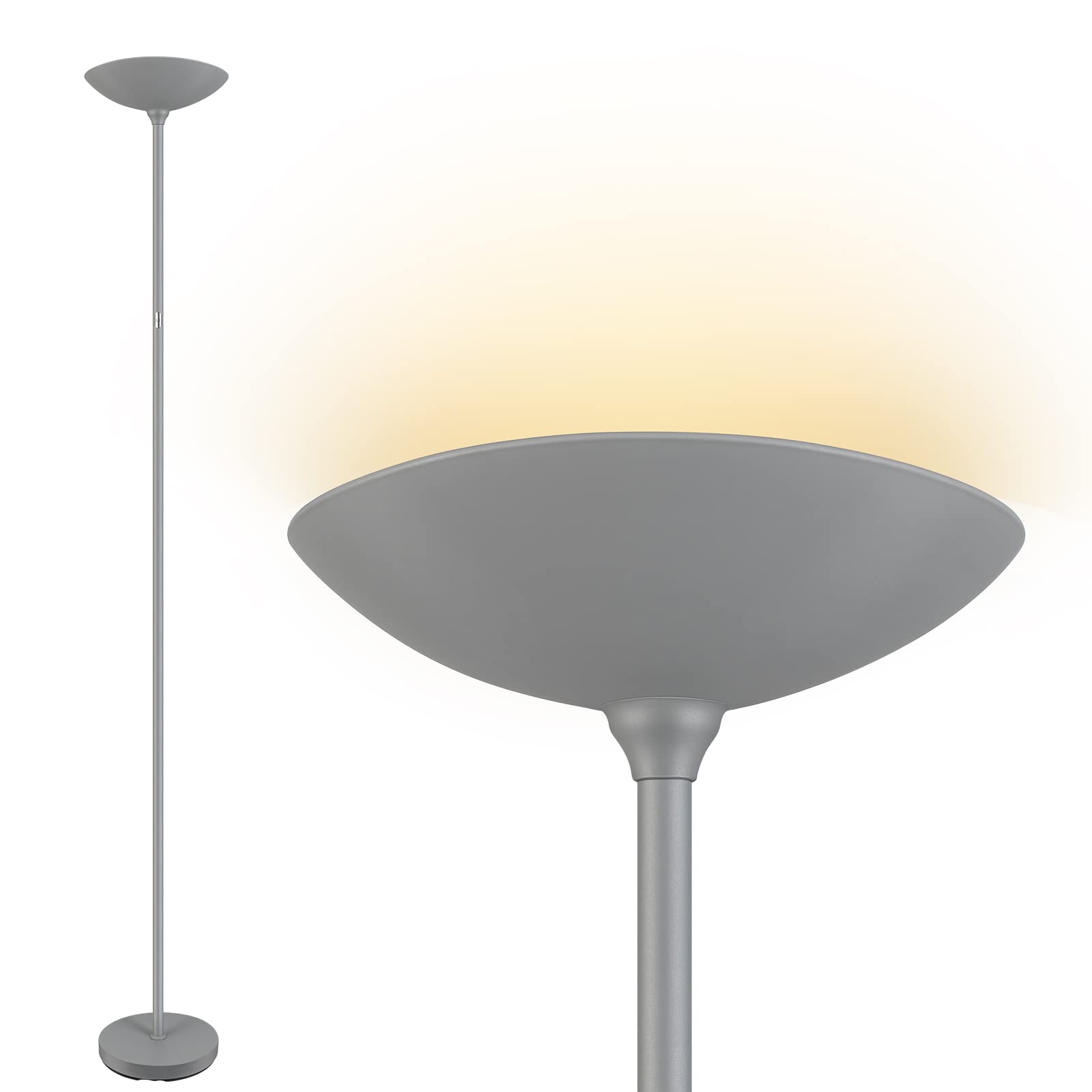 Photo 1 of Floor Lamp, Standing Lamp, 20W 2000LM LED Torchiere Floor Lamp, Stepless Dimmable, Touch Control, 3000K Daylight, 50000hrs Lifespan, Floor Lamps for Living Room, Standing Lamps for Bedroom Gray