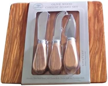 Naturally Med Olive Wood Cheese Board and 3 Olive Wood Cheese Gift Set