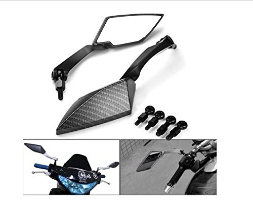 XKMT GROUP Motorcycle Carbon Fiber Diamond Blade Style Rearview Mirrors 8mm 10mm Fit All Motorcycle Standard Naked Street Bike with Standard Metric Screws 7/8" handlebar Honda CB1000R Shadow Valkyrie - Thumbnail 6