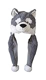 ZooPurr Pets Unisex Plush Animal Hats with Poms - Warm, Soft, and Cozy (Husky)