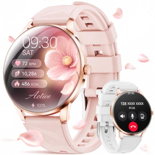 Karchilor Reloj Inteligente Mujer con Llamadas Bluetooth, Pantalla de 1,32" | Smartwatch Mujer con Frecuencia Cardíaca, SpO₂, Sueño, 110+ Deportes, IP68, 2 Correas, Compatible con iOS y Android