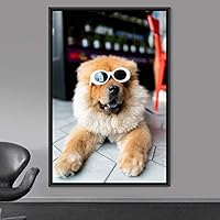 Framed Canvas Wall Art Pupper Animals Chic Dogs Multicolor Photography Urban - 16x24 inches