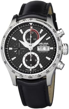 Golana Advanced Pro Men's Automatic Watch with Black Dial Chronograph Display and Black Leather Strap AD200-1