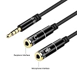 Headset Splitter for CTIA Headsets with Separate Headphone and Microphone Plugs, Conshine 3.5mm Stereo Audio Male to 2 Female Headset Mic Y Splitter Cable Adapter -Black