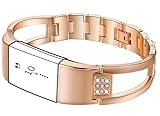 KingBaas Replacement Bands for Fitbit Charge 2, Premium Wristband Metal Bracelet Bands for Fitbit Charge 2/Fitbit Charge 2 Bands,Watch Replacement Accessories Bands (AB01-Rose Gold)