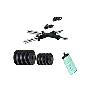 dreamfit 22 kg adjustable dumbel set with water sipper bottle
