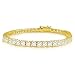 KEZEF Creations Cubic Zirconia Tennis Bracelet Round Cut 4mm 14K Gold Plated Brass 8 inch Hypoallergenic for Women