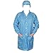 Yootop Size L Blue Strip Unisex Anti-static LAB Smock Clothes Coat with Hat Clean Room ESD Uniform Overall Gown