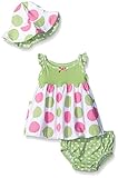 Gerber Baby Three-Piece Sundress, Diaper Cover and Hat Set, Dots, 0-3 Months