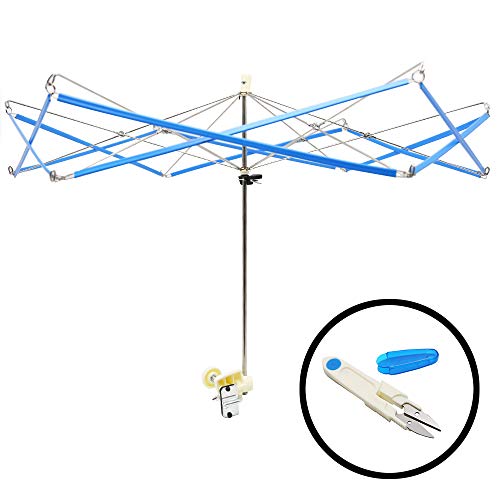 New LAMXD Umbrella Swift Yarn Winder, Hand Operated Ball Winder Holder, Knitting Tool, for Swift Winding Lines, Laces, Yarns, Fiber or Other Strings,with Thread Cutter Scissors